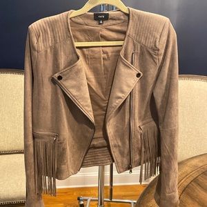 Faux Suede moto zip jacket